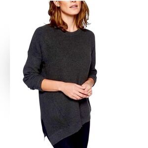 Athleta Rest Day Asymmetrical Hem Sweater Gray Silk Pima Cotton Blend Womens Med